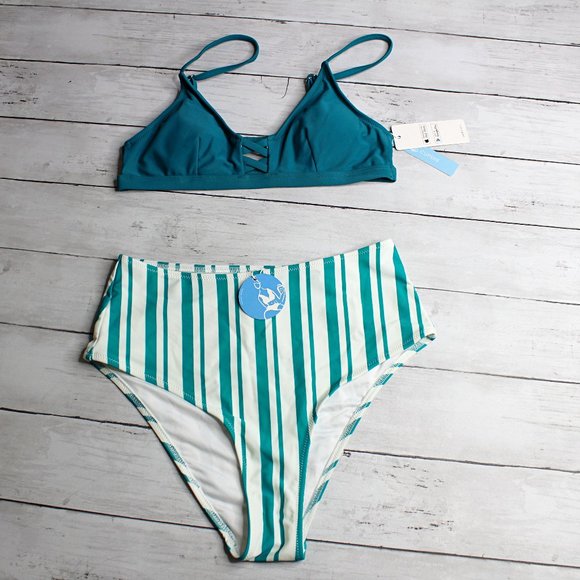 Cupshe Women's Swim Top High Waist Bikini Bottoms Size S Swimsuit 2 Pc - Picture 3 of 7